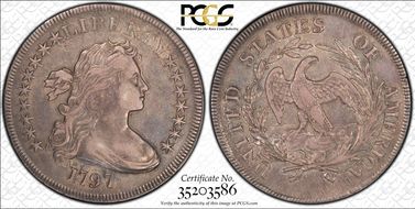 1797 $1 9x7 Stars, Large Letters XF40