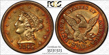 1845 $2.50 MS62