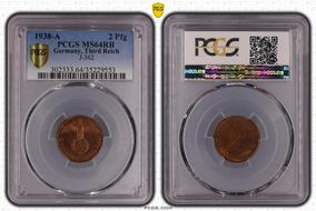 1938-A 2 Pfg J-362 MS64RB