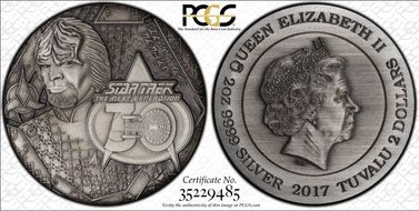 2017-P $2 Lt. Commander Worf HR Antique Finish MS70