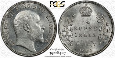 1904(C) 1/4 Rup SW-7.80 MS63