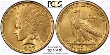 1907 $10 Indian MS63
