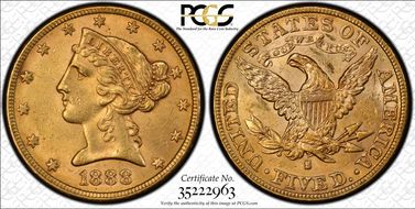 1888-S $5 MS62