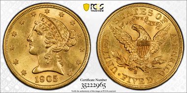 1905-S $5 MS63