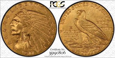 1911-D $2.50 Strong D MS64