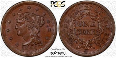 1849 1C Newcomb 29 MS64+ BN