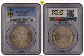 1855 2 Gul Religious Peace KM-353  Ag MS66+