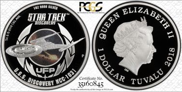 2018-P $1 U.S.S. Discovery NCC-1031 Star Trek PR70DCAM