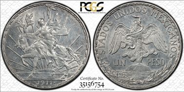 1911 Peso Caballito KM-453 Long Ray AU58