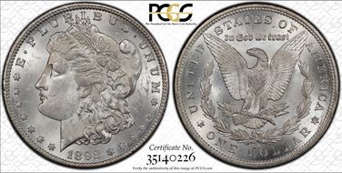 1892-CC $1 MS63+