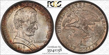 1918 50C Lincoln-Illinois MS66+