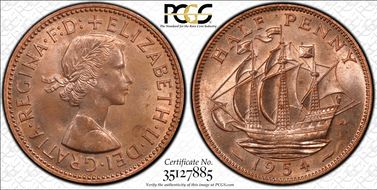 1954 1/2D S-4158 MS63RB