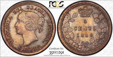 1858 5C Small Date MS62