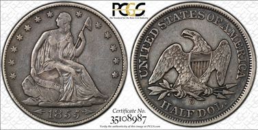 1855-O 50C Arrows VF25