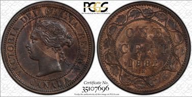 1881-H 1C Triple Punch N in REGINA MS62BN