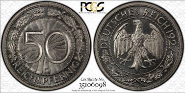 1927-G 50 Rcpfg J-324 PR66