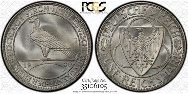 1930-D 5 Mk Rhineland J-346 MS66