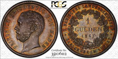 1867 Gulden Shooting MS65