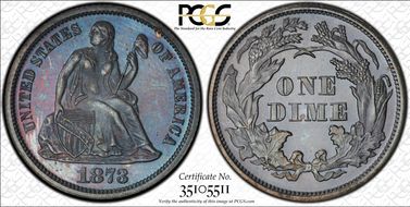 1873 10C No Arrows, Closed 3 PR66