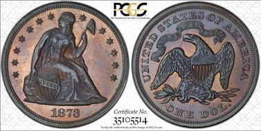 1873 $1 Seated PR65