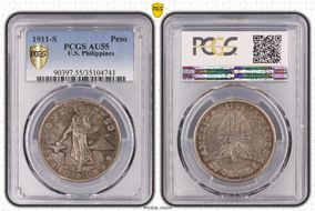 1911-S Peso AU55