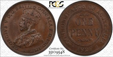 1927 (m) 1D English obverse MS64BN