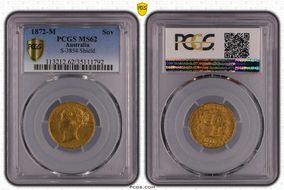 1872-M Sov S-3854 Shield MS62