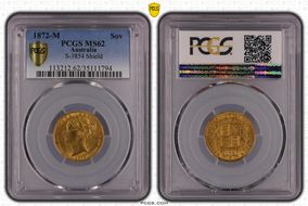 1872-M Sov S-3854 Shield MS62