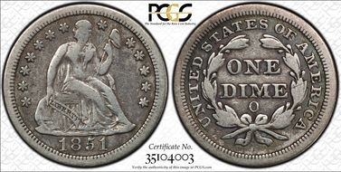 1851-O 10C VF25