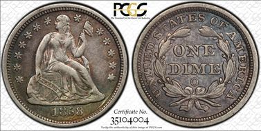 1858-O 10C XF45