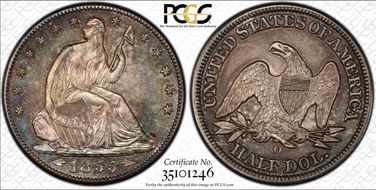 1855-O 50C Arrows MS64