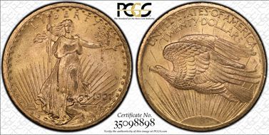 1907 $20 Saint-Gaudens MS64+