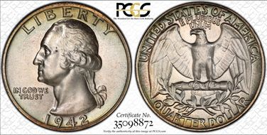 1942 25C PR67+