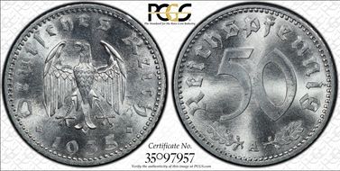 1935-A 50 Pfg J-368 MS66