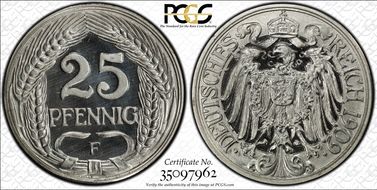 1909-F 25 Pfg J-18 PR67DCAM