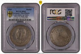 1933 Medal C-30 36mm Ag Matte PREUSS large edge SP62