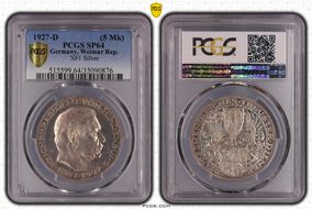 1927-D (5 Mk) X-1 Silver SP64