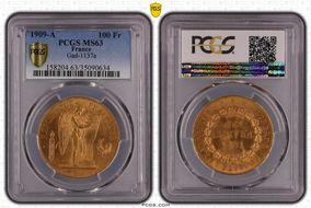 1909-A 100 Fr Gad-1137a F-553 MS63