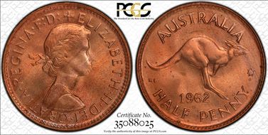 1962 Y. (p) 1/2D MS65RD