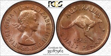 1962 Y. (p) 1/2D MS65RB