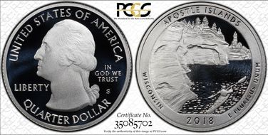 2018-S 25C Apostle Islands NP-Silver First Strike PR70DCAM