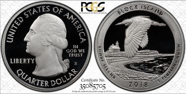 2018-S 25C Block Island NP-Silver First Strike PR70DCAM
