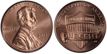 2013-D 1C Shield MS68RD