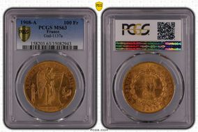 1908-A 100 Fr Gad-1137a F-553 MS63