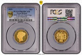 1839 Sov S-3852 WR-303 PE Coinage ↑↓ Coin alignment PR63DCAM