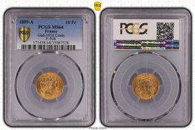 1899-A 10 Fr Gad-1016 F-508 Cérès MS64