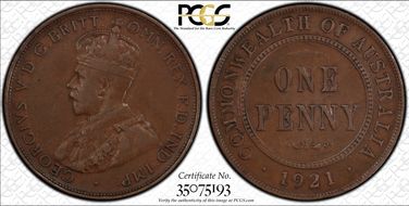 1921 1D English Obverse VF30BN