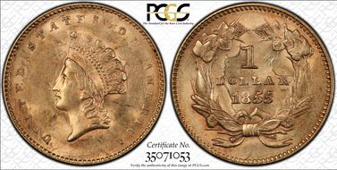 1855 G$1 MS62