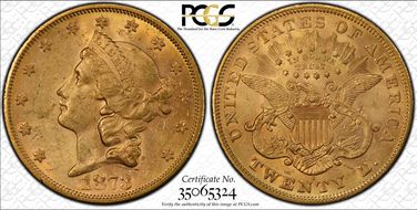 1873-S $20 Open 3 MS61