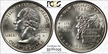 2000-D 25C New Hampshire MS67